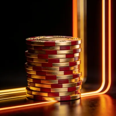 Stacked casino chips lit with green rim light